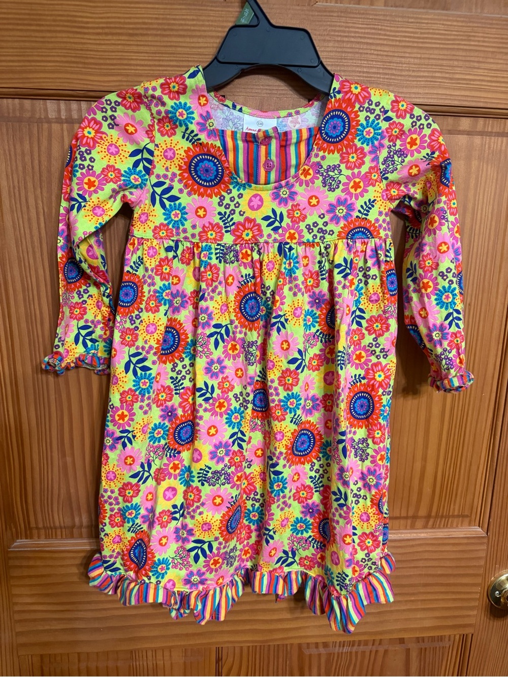 Hannah Andersson Girls' Bright NeonFloral Long-Sleeve Dress